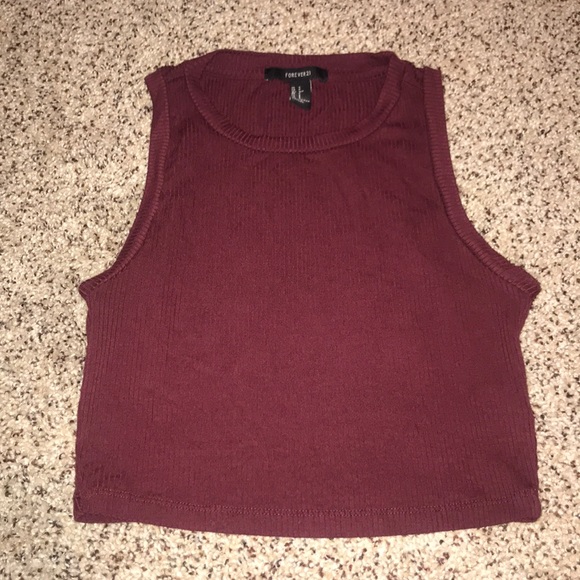 F21 Maroon Ribbed Crop❤️ - Picture 4 of 6